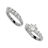 Two-Ring Wedding Set Style 6-Prong Stainless Steel Rings