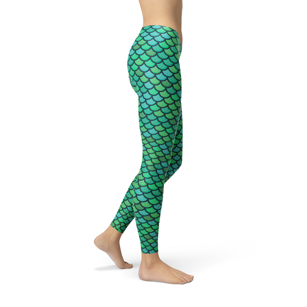 Womens Green Mermaid Leggings